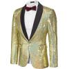 imageCOOFANDY Mens Shiny Sequin Blazer Tuxedo Party Dinner Prom One Button Suit JacketChampagne