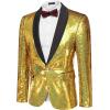imageCOOFANDY Mens Shiny Sequin Blazer Tuxedo Party Dinner Prom One Button Suit JacketGold