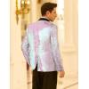 imageCOOFANDY Mens Shiny Sequin Blazer Tuxedo Party Dinner Prom One Button Suit JacketPink