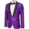 imageCOOFANDY Mens Shiny Sequin Blazer Tuxedo Party Dinner Prom One Button Suit JacketPurple