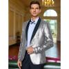 imageCOOFANDY Mens Shiny Sequin Blazer Tuxedo Party Dinner Prom One Button Suit JacketSilver