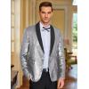 imageCOOFANDY Mens Shiny Sequin Blazer Tuxedo Party Dinner Prom One Button Suit JacketSilver
