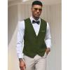 imageCOOFANDY Mens Suit Vest Slim Fit Formal Dress Waistcoat Casual Business Vests for Suit or TuxedoArmy Green