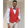 imageCOOFANDY Mens Suit Vest Slim Fit Formal Dress Waistcoat Casual Business Vests for Suit or TuxedoRed