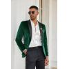 imageCOOFANDY Mens Velvet Tuxedo One Button Jacket Dinner Prom Wedding Blazer JacketLack Green