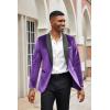imageCOOFANDY Mens Velvet Tuxedo One Button Jacket Dinner Prom Wedding Blazer JacketPurple