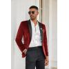 imageCOOFANDY Mens Velvet Tuxedo One Button Jacket Dinner Prom Wedding Blazer JacketRed