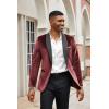 imageCOOFANDY Mens Velvet Tuxedo One Button Jacket Dinner Prom Wedding Blazer JacketWine Red
