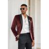 imageCOOFANDY Mens Velvet Tuxedo One Button Jacket Dinner Prom Wedding Blazer JacketWine Red