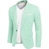 imageCOOFANDY Mens Blazer Casual Sport Coats Slim Fit One Button Suit Jacket Lightweight Sports JacketPlaid Blazer  Mint Green