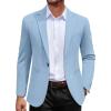 imageCOOFANDY Mens Casual Blazer Jacket One Button Suit Jackets Lightweight Knit Sport CoatLight Blue