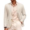 imageCOOFANDY Mens Casual Cotton Linen Blazer Lightweight Linen Sport Coat Two Button Suit JacketLight Khaki