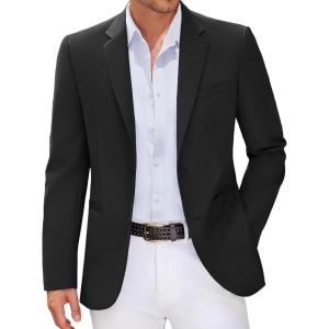 imageCOOFANDY Men Casual Blazer Sport Coats Slim Fit Lightweight Business Two Button Suit JacketsBlack