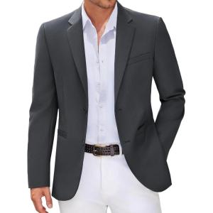 imageCOOFANDY Men Casual Blazer Sport Coats Slim Fit Lightweight Business Two Button Suit JacketsDark Grey