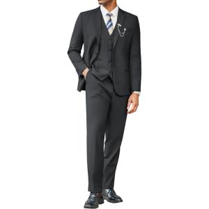 imageCOOFANDY Mens 3 Pieces Suits Classic Fit 2 Buttons Dress Suit Set Wedding Business Dinner Prom Jacket Vest PantsDark Grey