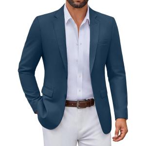imageCOOFANDY Mens Casual Blazer Lightweight Sport Coats Two Buttons Slim Fit Suit Jacket for Business Wedding DressBlue