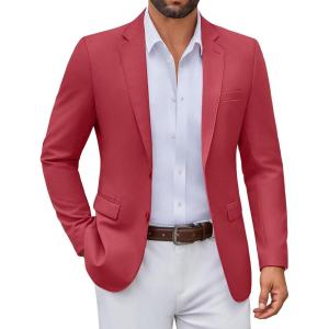 imageCOOFANDY Mens Casual Blazer Lightweight Sport Coats Two Buttons Slim Fit Suit Jacket for Business Wedding DressDark Red