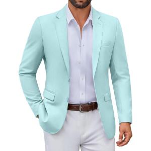 imageCOOFANDY Mens Casual Blazer Lightweight Sport Coats Two Buttons Slim Fit Suit Jacket for Business Wedding DressLight Blue