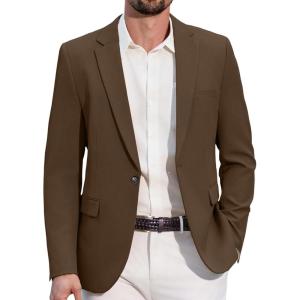 imageCOOFANDY Mens Casual Blazer Regular Fit Lightweight Sport Coats One Button Suit Jacket Dress Blazer JacketsBrown