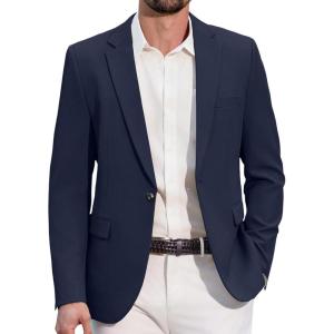 imageCOOFANDY Mens Casual Blazer Regular Fit Lightweight Sport Coats One Button Suit Jacket Dress Blazer JacketsDark Blue