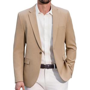 imageCOOFANDY Mens Casual Blazer Regular Fit Lightweight Sport Coats One Button Suit Jacket Dress Blazer JacketsKhkai