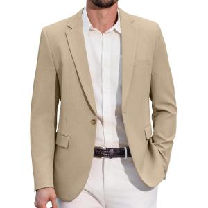 imageCOOFANDY Mens Casual Blazer Regular Fit Lightweight Sport Coats One Button Suit Jacket Dress Blazer JacketsLight Khaki