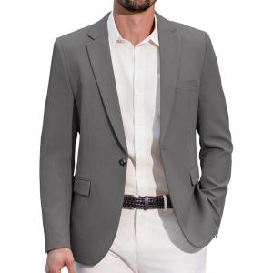 imageCOOFANDY Mens Casual Blazer Regular Fit Lightweight Sport Coats One Button Suit Jacket Dress Blazer JacketsMedium Gray