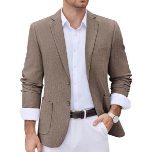 imageCOOFANDY Mens Casual Blazer Two Button Sport Coats Lightweight Printed Lining Suit JacketKhaki