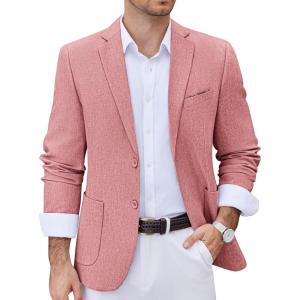imageCOOFANDY Mens Casual Blazer Two Button Sport Coats Lightweight Printed Lining Suit JacketPink