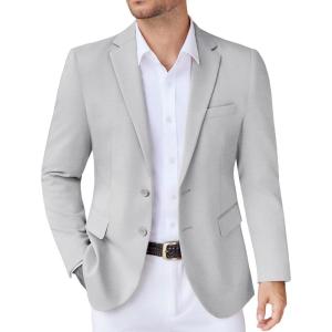 imageCOOFANDY Mens Casual Knit Blazer Stretch Slim Fit Sport Coat Two Button Lightweight Suit JacketsLight Heather Grey