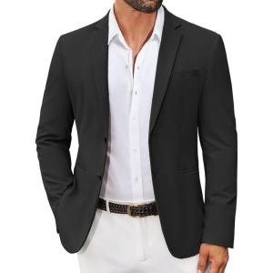 imageCOOFANDY Mens Casual Stretch Blazer Jacket Regular Fit Lightweight Sport Coat Two Button Suit JacketsBlack