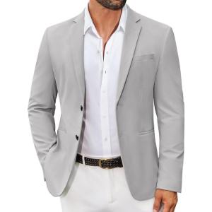 imageCOOFANDY Mens Casual Stretch Blazer Jacket Regular Fit Lightweight Sport Coat Two Button Suit JacketsLight Grey
