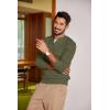 imageCOOFANDY Men Casual Knit Sweater Quarter Button Henley Long Sleeve Slim Fit Twisted Pullover SweaterArmy Green