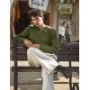 imageCOOFANDY Men Casual Knit Sweater Quarter Button Henley Long Sleeve Slim Fit Twisted Pullover SweaterArmy Green