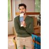imageCOOFANDY Men Casual Knit Sweater Quarter Button Henley Long Sleeve Slim Fit Twisted Pullover SweaterArmy Green