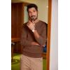 imageCOOFANDY Men Casual Knit Sweater Quarter Button Henley Long Sleeve Slim Fit Twisted Pullover SweaterBrown