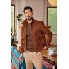 imageCOOFANDY Men Casual Knit Sweater Quarter Button Henley Long Sleeve Slim Fit Twisted Pullover SweaterBrown