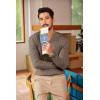imageCOOFANDY Men Casual Knit Sweater Quarter Button Henley Long Sleeve Slim Fit Twisted Pullover SweaterBrown and White