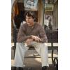 imageCOOFANDY Men Casual Knit Sweater Quarter Button Henley Long Sleeve Slim Fit Twisted Pullover SweaterBrown and White