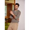 imageCOOFANDY Men Casual Knit Sweater Quarter Button Henley Long Sleeve Slim Fit Twisted Pullover SweaterBrown and White