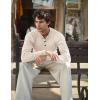 imageCOOFANDY Men Casual Knit Sweater Quarter Button Henley Long Sleeve Slim Fit Twisted Pullover SweaterCream Color