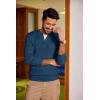 imageCOOFANDY Men Casual Knit Sweater Quarter Button Henley Long Sleeve Slim Fit Twisted Pullover SweaterDark Blue