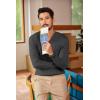 imageCOOFANDY Men Casual Knit Sweater Quarter Button Henley Long Sleeve Slim Fit Twisted Pullover SweaterDark Gray