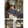 imageCOOFANDY Men Casual Knit Sweater Quarter Button Henley Long Sleeve Slim Fit Twisted Pullover SweaterDark Gray and White