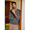 imageCOOFANDY Men Casual Knit Sweater Quarter Button Henley Long Sleeve Slim Fit Twisted Pullover SweaterDark Gray and White