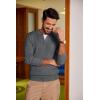imageCOOFANDY Men Casual Knit Sweater Quarter Button Henley Long Sleeve Slim Fit Twisted Pullover SweaterDark Gray and White