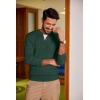 imageCOOFANDY Men Casual Knit Sweater Quarter Button Henley Long Sleeve Slim Fit Twisted Pullover SweaterLake Green