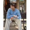 imageCOOFANDY Men Casual Knit Sweater Quarter Button Henley Long Sleeve Slim Fit Twisted Pullover SweaterLight Blue