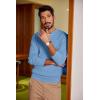 imageCOOFANDY Men Casual Knit Sweater Quarter Button Henley Long Sleeve Slim Fit Twisted Pullover SweaterLight Blue