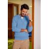 imageCOOFANDY Men Casual Knit Sweater Quarter Button Henley Long Sleeve Slim Fit Twisted Pullover SweaterLight Blue